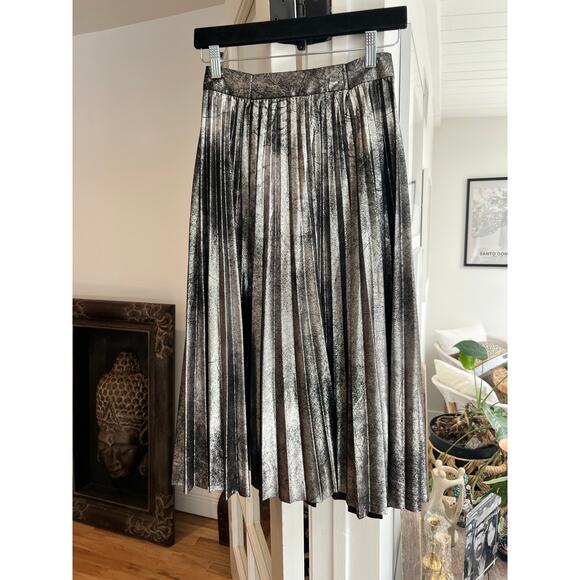 Zara Metallic Accordion Pleated Midi Skirt, Small - Picture 9 of 12